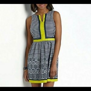 Crown & Ivy navy striped pineapple mini dress